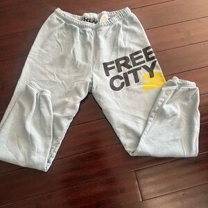 freecity Light Blue Kids Sweatpants with Yellow Logo